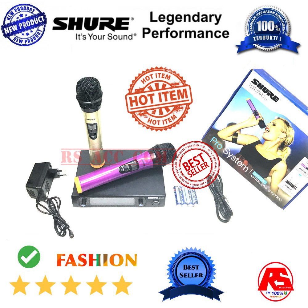 Murah  Mic Wireless Shure FASHION Series ( Ready warna Pink & ungu & Putih )