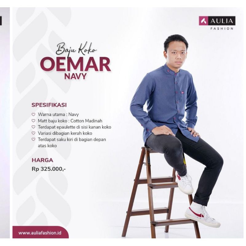Baju Koko Aulia set Oemar Navy