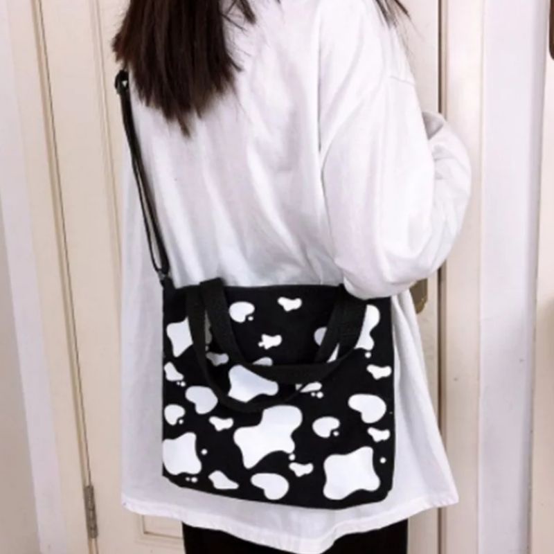 N_B_S / MOULY  Tas slempang Wanita motif Sapi lucu Korean Style ToteBag Wanita Tote Bag Kanvas