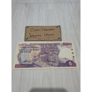 Uang kuno 10000 Rupiah gambar Gamelan kondisi Aunc ...