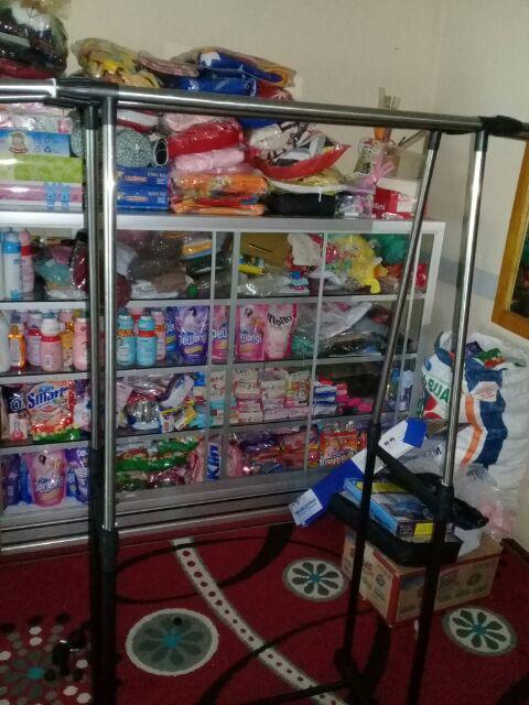 Stand Hanger Double Gantungan Baju Portabel Multifungsi 4 Roda