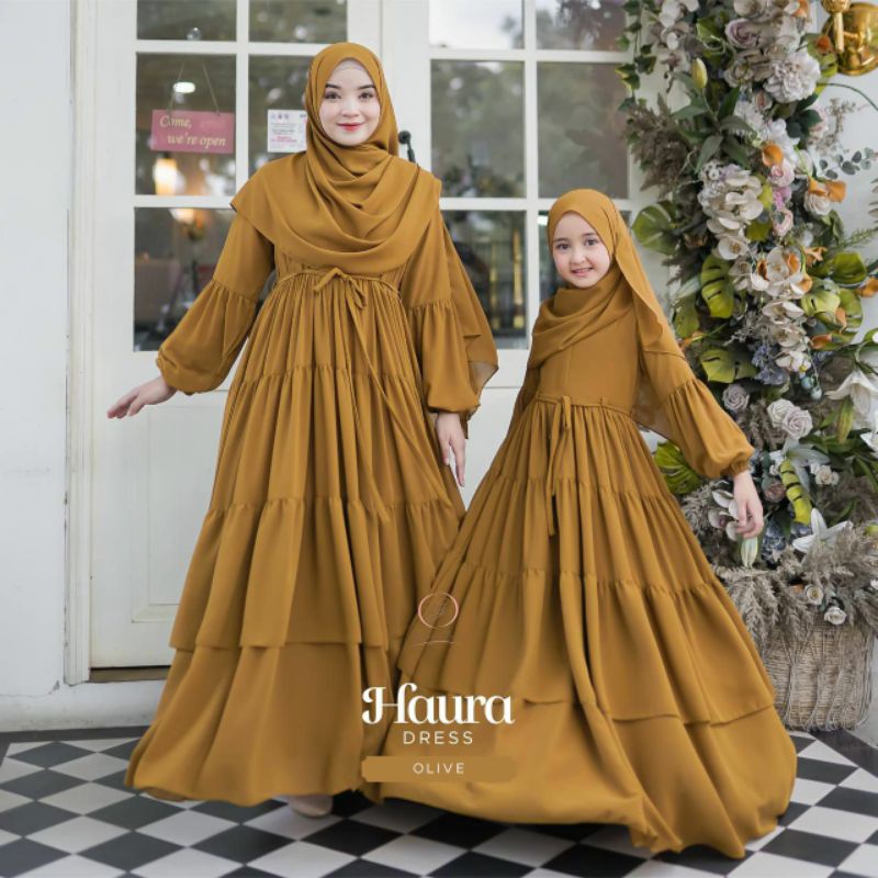 Haura Dress set pasmina Kids ori Gerai aliyah