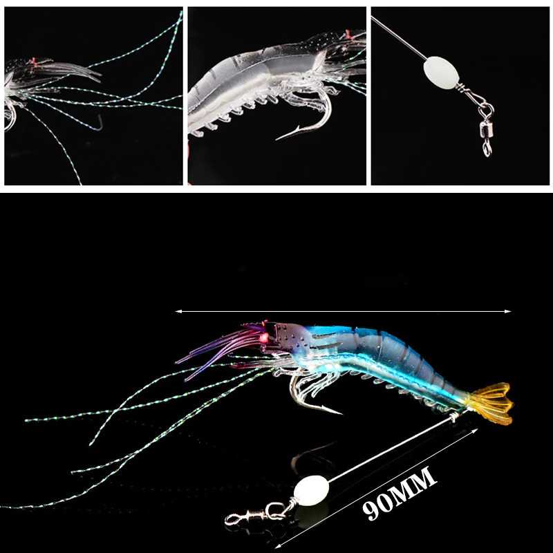 Umpan Pancing Udang Kecil Luminous Shrimp Soft Bait Lure / Umpan Pancing Udang Udangan Silicon Silikon Palsu Ikan Kecil Tiruan Menyala / Kail Pancing Udang Galah Kecil / Umpan Udang Mancing Cumi Paling Kecil Pancing Laut 1 Set / Udang Palsu Pancing Cumi