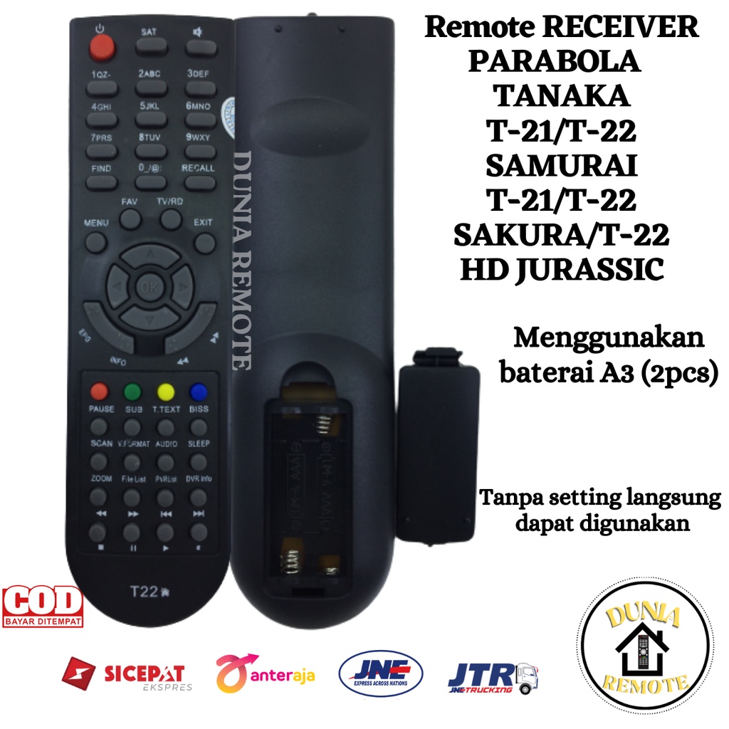 Remot Remote RECEIVER PARABOLA TANAKA T21 T22 HD JURASSIC SAMURAI KOMODO