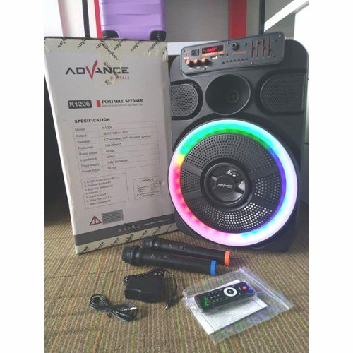 SPEAKER PORTABLE ADVANCE 12&quot; K1206.2 MIC WIRELESS|Garansi Resmi 1Tahun