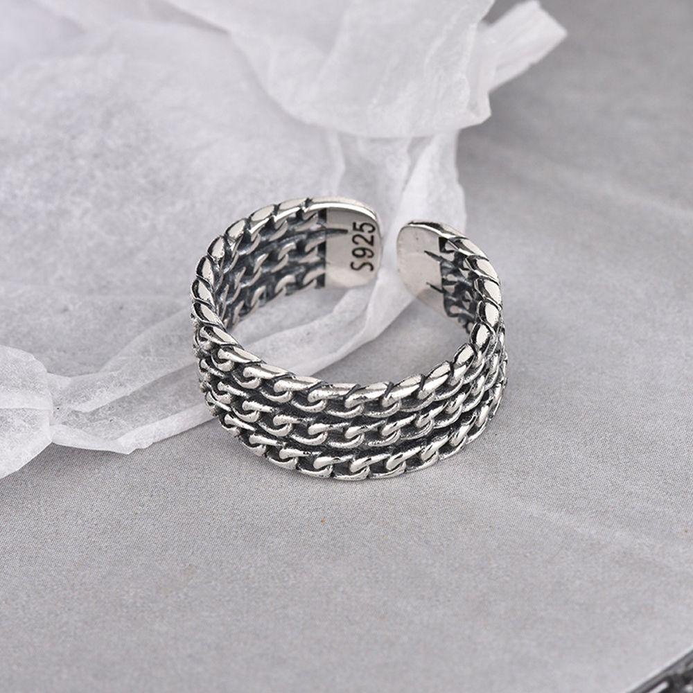 Mxbeauty Cincin Wanita Pesta Keren Trendy Punk Retro Twist Rantai Jari Ring