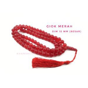 Tasbih Batu Giok Merah Diameter 10 Mm Lebih Besar