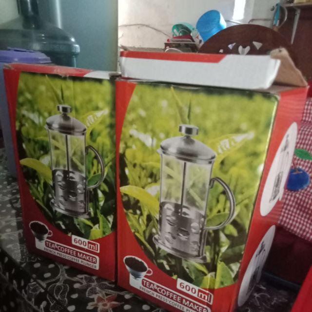 French Press Coffee & Tea Maker 600ml Motif Biji Kopi