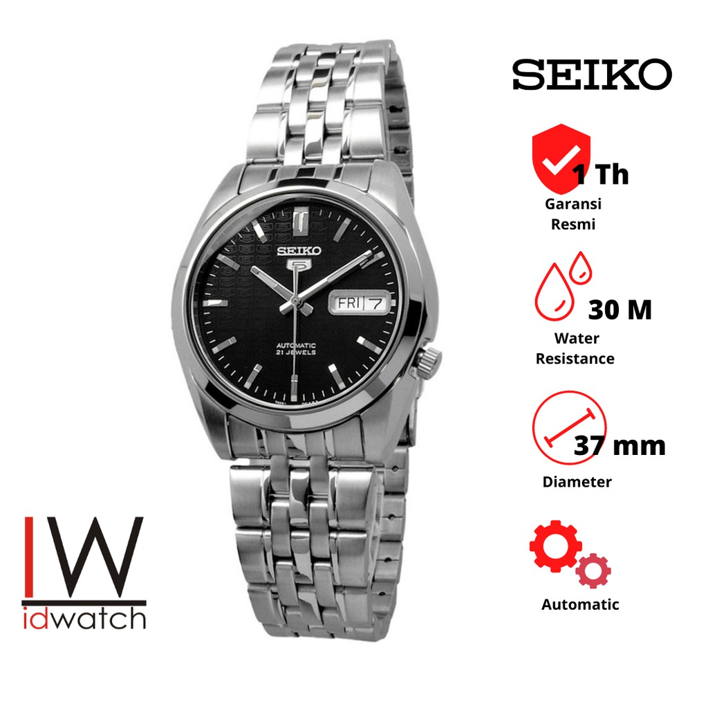 Seiko 5 SNK361K1 Automatic Jam Tangan Pria Original SNK361 Cowok Laki Strap Rantai Stainless