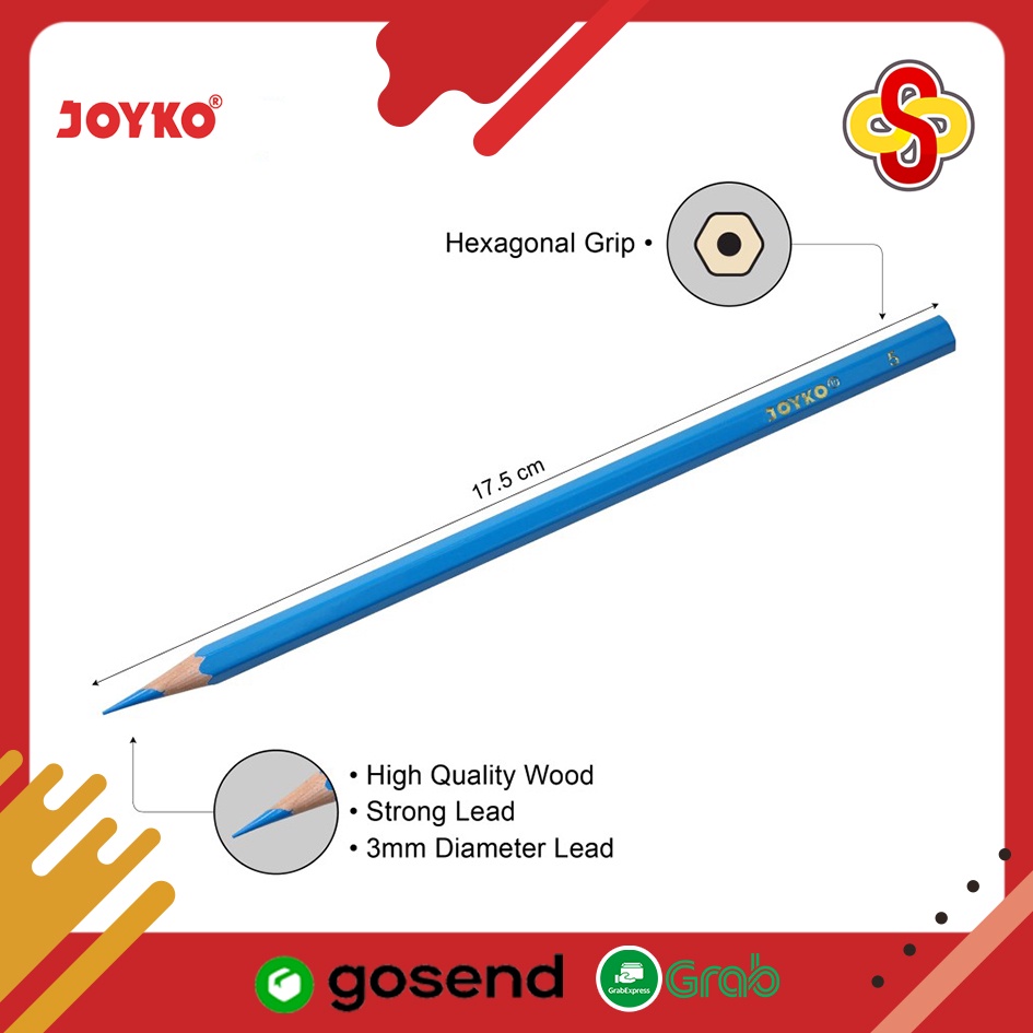 Pensil Warna Joyko Superior Quality Hexagonal Grip CP-101 - 24 Warna