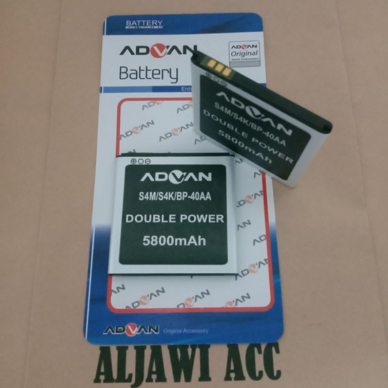 Baterai Batre Battery Advan Star Mini Vandroid S4M / S4K/BP-40AA Double Power Battery Hp