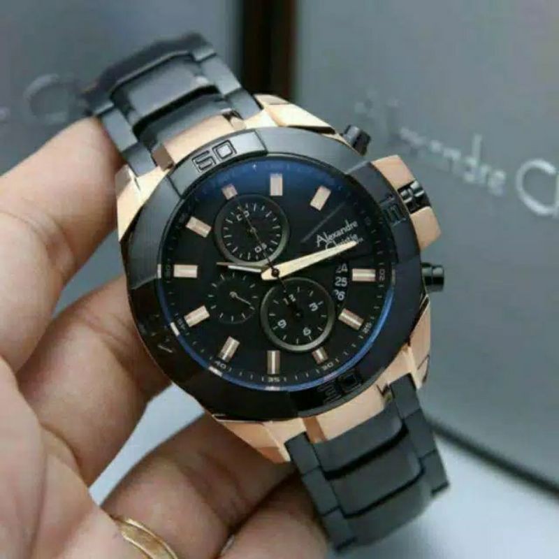 jam tangan alexandre christie ac6224 rantai cowok/pria original