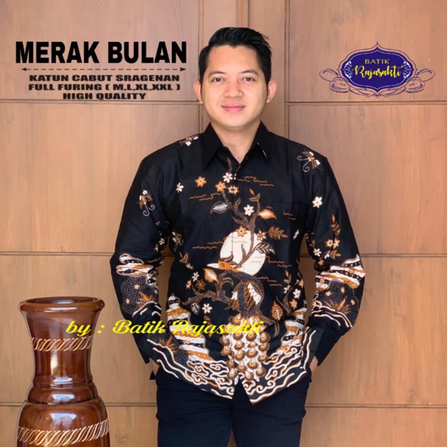 Kemeja Batik MERAK BULAN FULL FURING Katun Halus Sragenan Size M-XXL TERMURAH