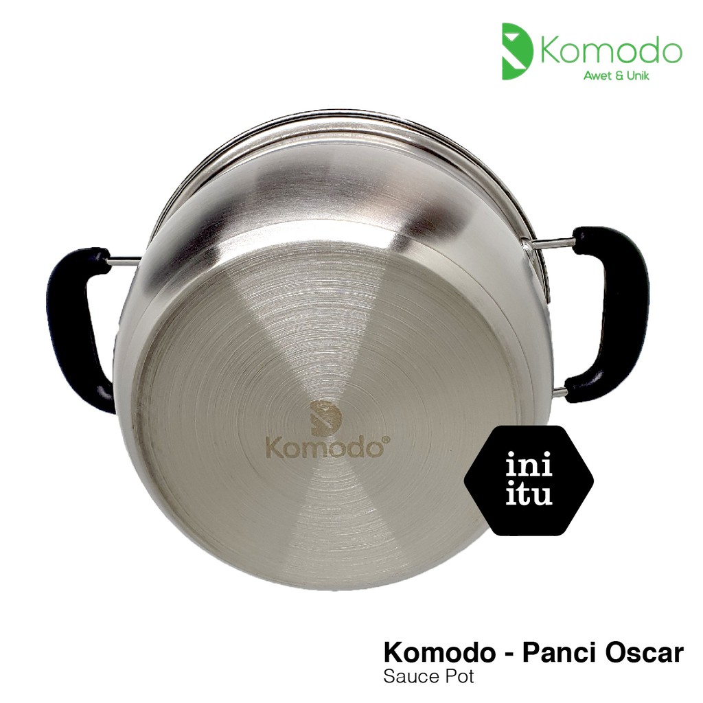 [ Komodo ] Panci Oscar / Sauce Pot / Dutch Oven Komodo + Tutup 22 , 24 cm Stainless Steel- Double Buttom