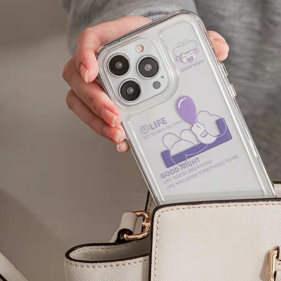 Case Akrilik Transparan 13 Pro 13prm Motif Kartun Villain Ungu Untuk iPhone 11 7Plus 8Plus Xr XS 13 12 Pro Max