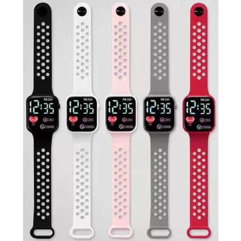 LED Watch [ Pink ] Water Resistant - Jam Tangan Digital Pria &amp; Wanita Strap Rubber LED_8047