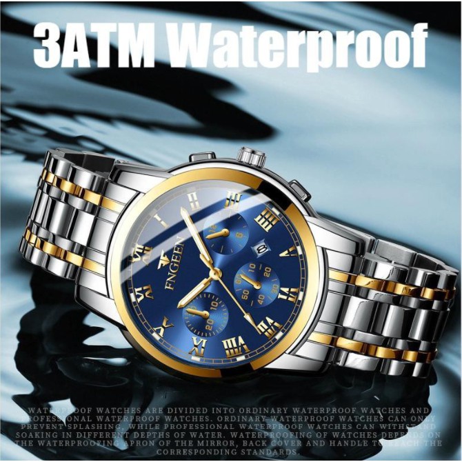 Jam Tangan Pria FNGEEN 4006 Luxury Full Steel Sport Quartz Business Waterproof Casual Watch