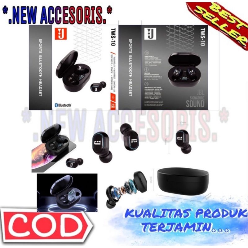 Headset Bluetooth J TWS-10 Model Touch Earphone Wireless