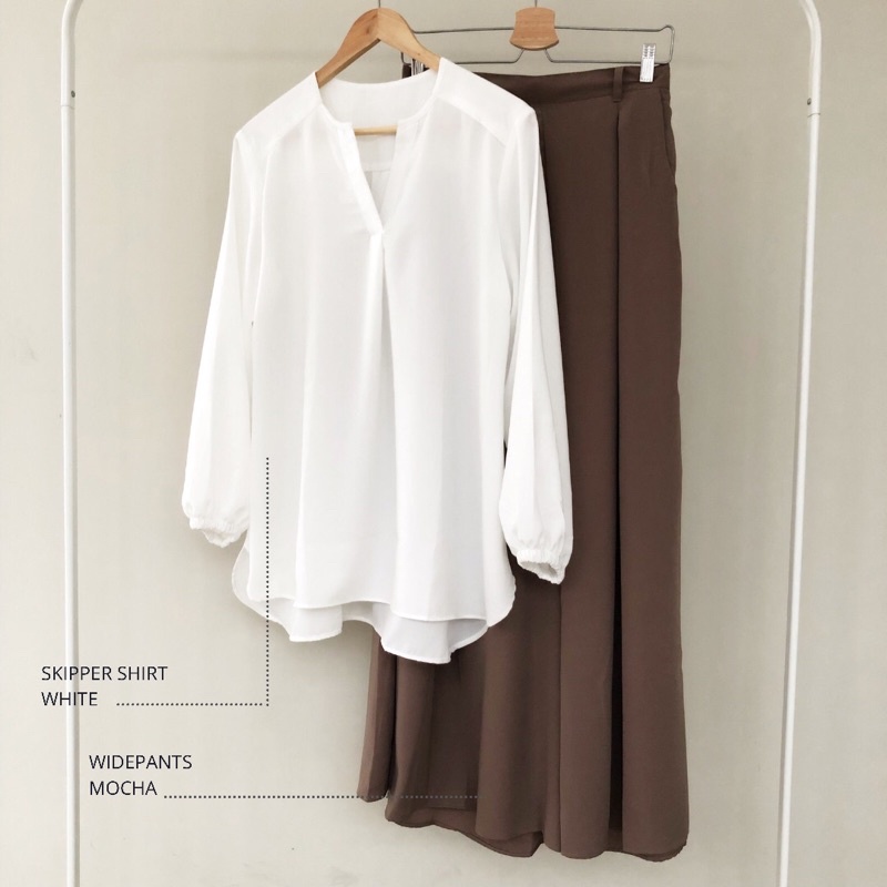 Skipper Blouse + Widepants (dijual terpisah)-Skipper white