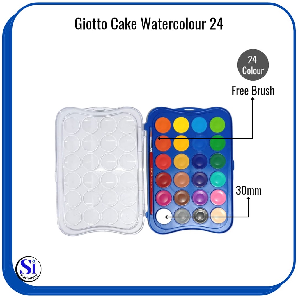 

Watercolor Cake Giotto 30mm Acquerelli 24 Warna Round Bloc