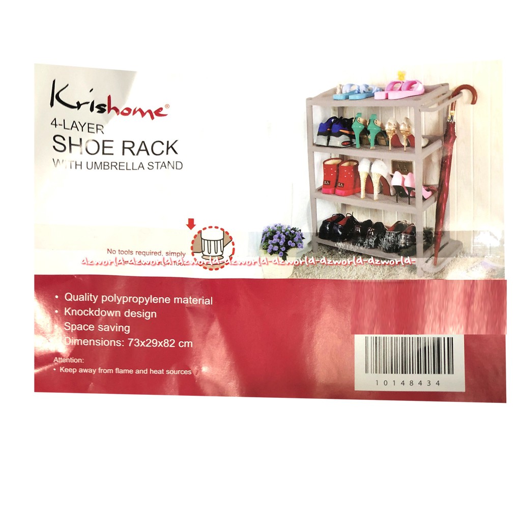 Krishome Shoe Rack With Umbrella Stand 4tingkat Rak Sepatu Plastik