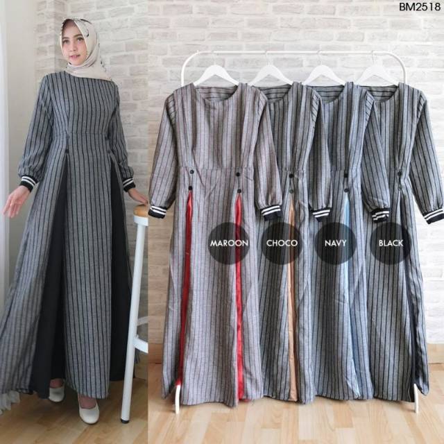 GAMIS LINIA RIB FIT TO L Dress Muslim Sesuai Gambar Gamis Wanita Dewasa Terbaru Realpict Baju Ori