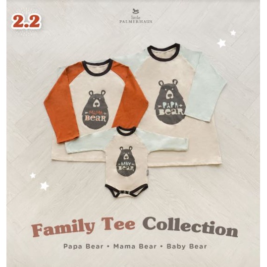 Baju Jumper Bayi Bodysuit Laki Laki Perempuan 0-12 Bulan &amp; Kaos Mama Papa BEAR  Palmerhaus Raglan Family Series