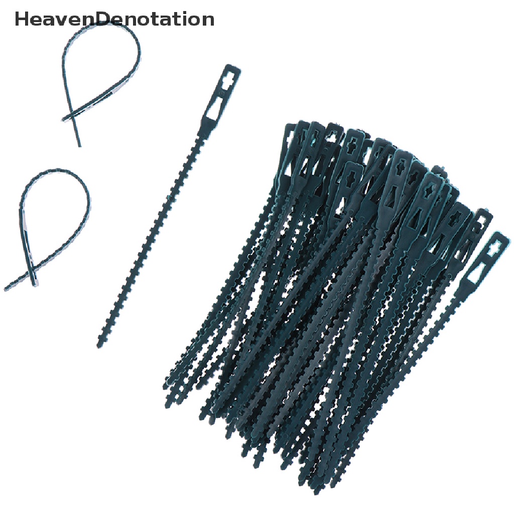 (Heavendenotation) 50pcs / Set Kabel Ties Bahan Plastik Adjustable Reusable Untuk Tanaman Merambat