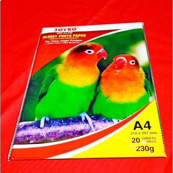 

Joyko Glossy Photo Paper GSP-A4-230 ( 1 Set - 20 Lembar )