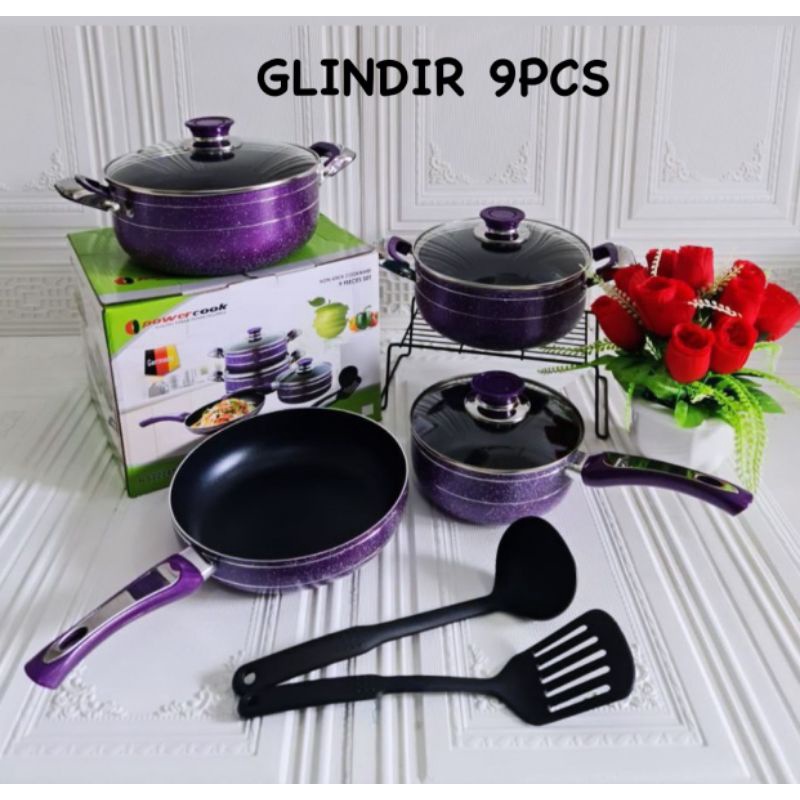 PANCI GLINDIR 9 PCS/PANCI SET POWERCOOK/PANCI MARBLE TEBAL