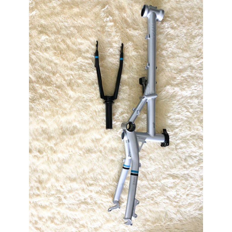Frame Fork Fnhon Gust Silver &amp; HP Handle post Discbrake Disc Brake Sepeda Lipat seli