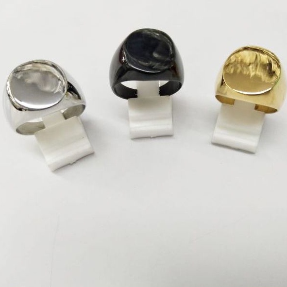 Cincin Titanium Pria Keren Bulat Gold Hitam Silver Anti karat