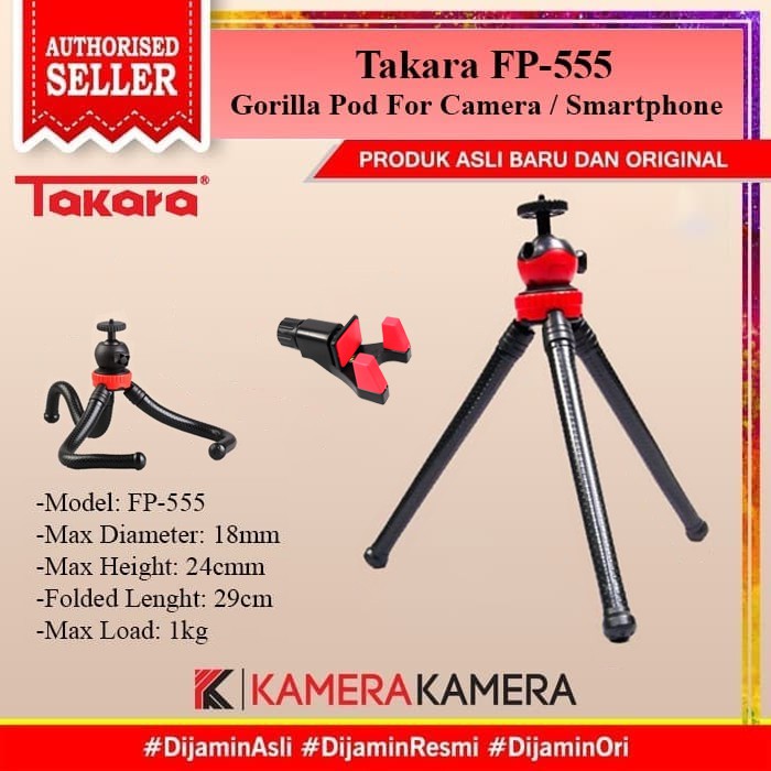 Tripod hp dan kamera Takara FP-555 Mini Flexible Tripod Gorillapod gorilla pod Hp / Camera