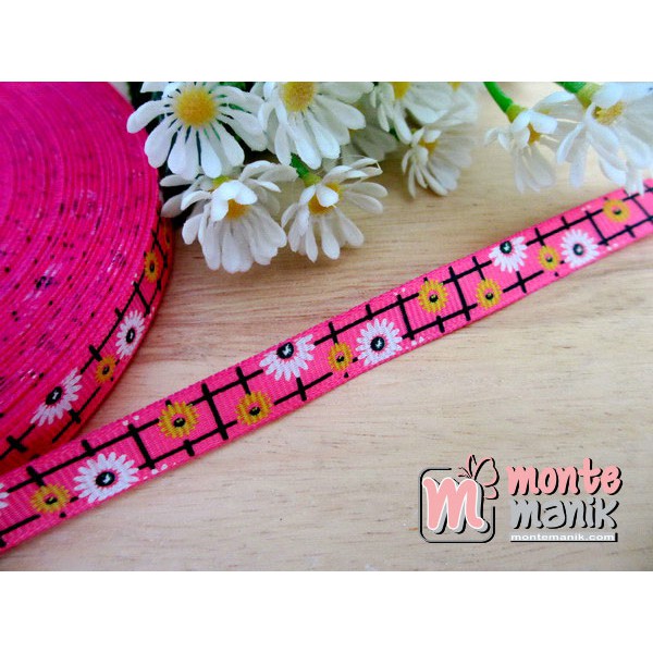 

Pita Grosgrain Sunflowers Hot Pink 3/8 inch (PITA-057) Bahan Craft Montemanik.com