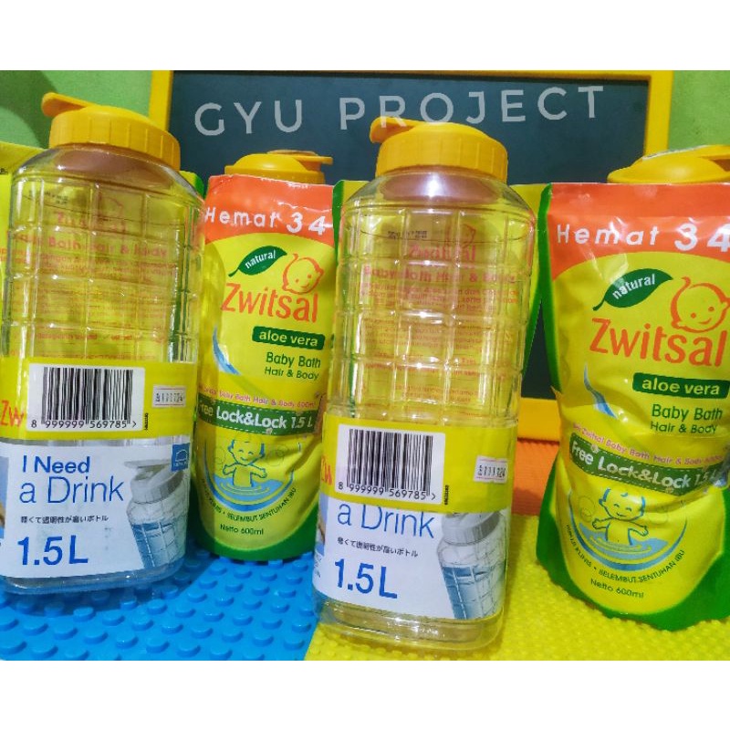 Zwitsal Baby Bath Hair & Body 600ml Free Botol Lock & Lock