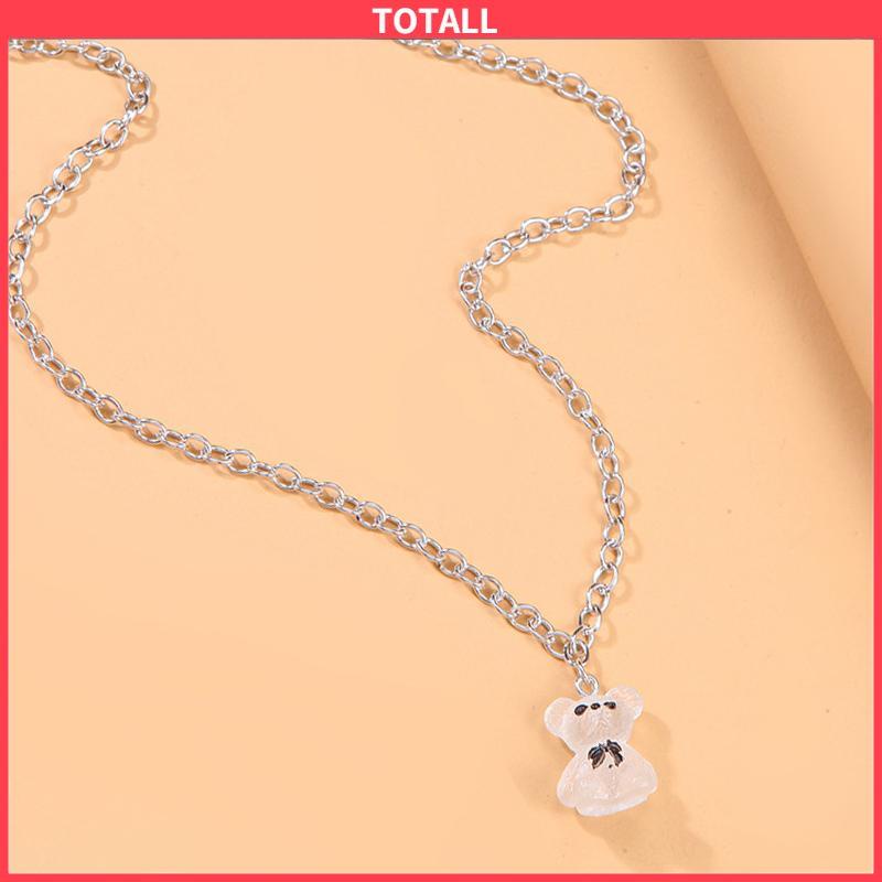 COD Kalung Desain Kartun Beruang Tiga Dimensi Transparan Gaya Hip hop-Totall