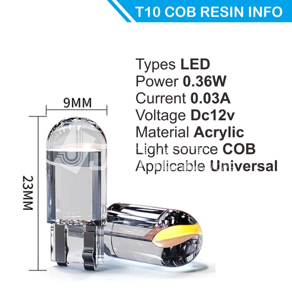 Lampu Led T10 Full Kaca Resin 6000K W5W - Lampu Senja Plat Super Bright