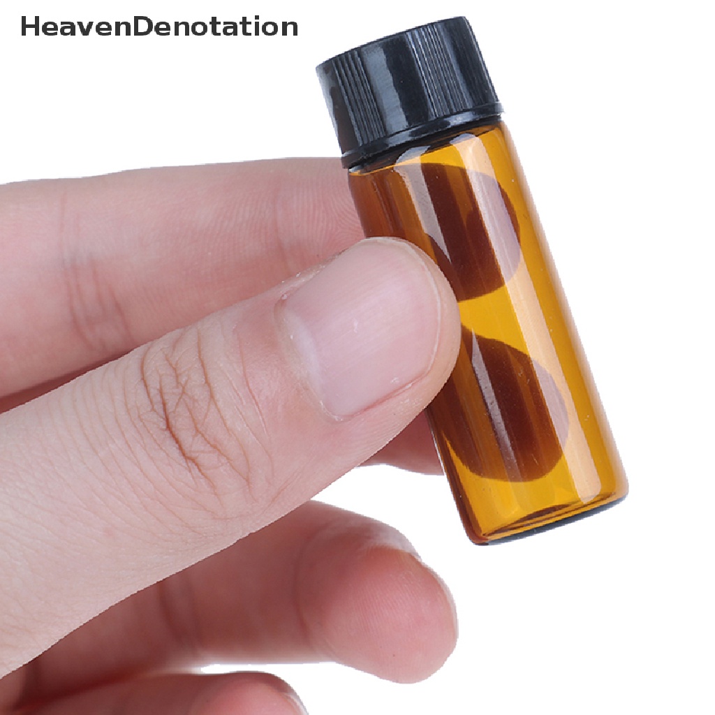 (Heavendenotation) 10pcs Botol Kaca Amber Mini Kosong 2 / 3 / 5ml Warna Coklat Untuk Sampel Essential Oil