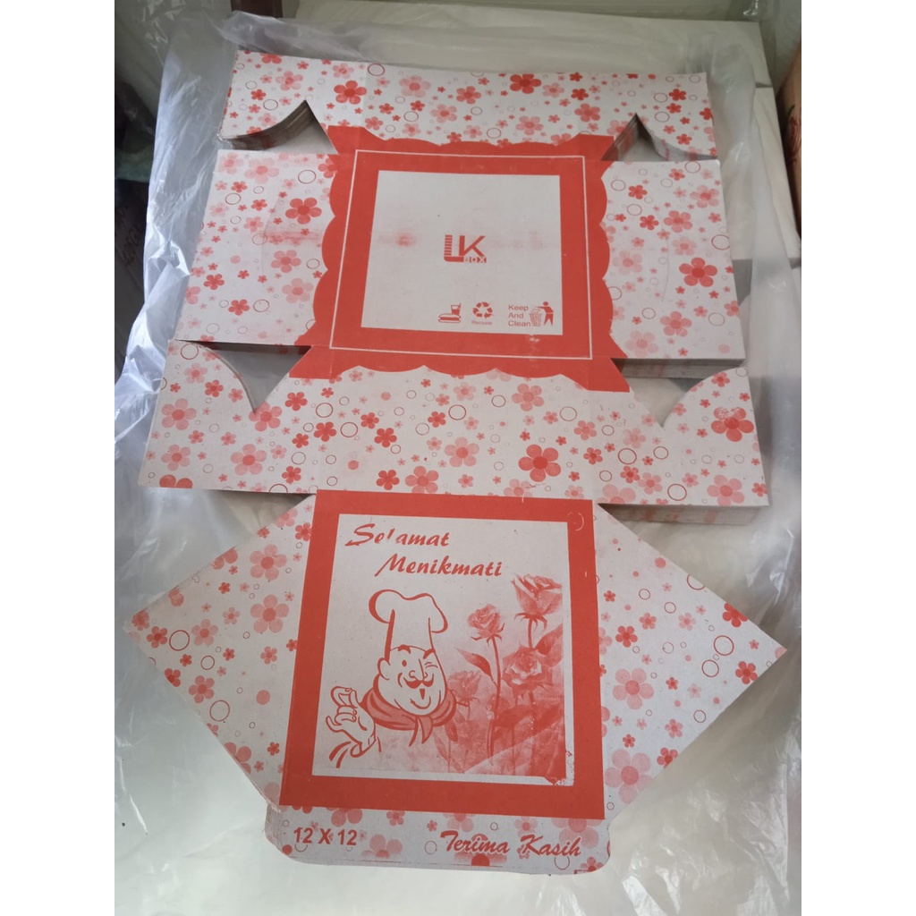 Kotak Kue Corak 12x12cm Kotak Selamat Menikmati