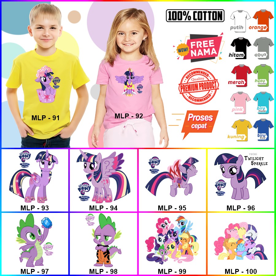 Baju Kaos ANAK DAN DEWASA MY LITTLE PONY COUPLE (FREE NAMA)