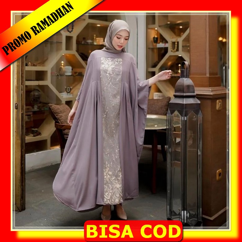Kaftan Modern Kalong Elegan Cewek Remaja Casual Terbaru Muslim Gamis Kaptan Wanita 2022 Kelelawar Le