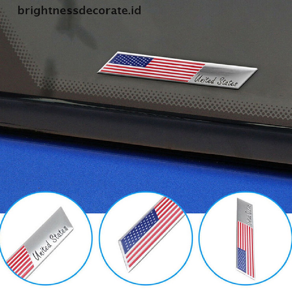 1pc Stiker Badge Motif Bendera Amerika Bahan Alloy Untuk Mobil / Motor