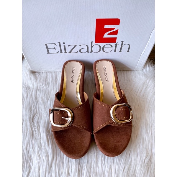PSPGN.CO | SANDAL WANITA WEDGES SLIDE KASUAL ELIZABETH IN BROWN SIZE 38 AUTHENTIC FROM STORE STOCK M