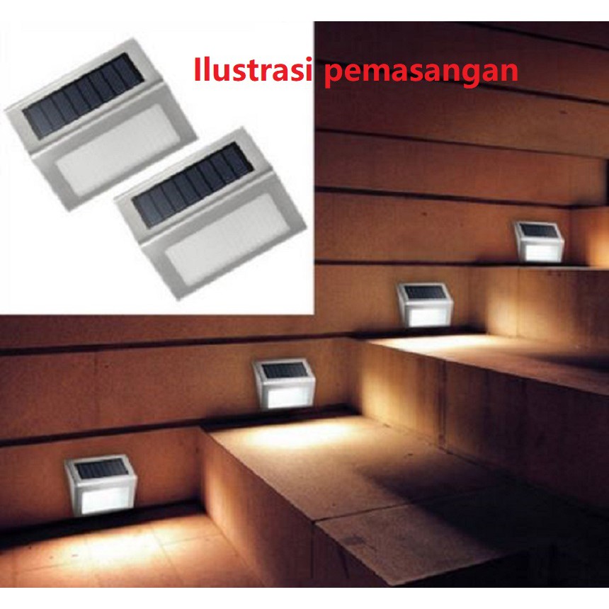 Lampu dinding 2 led stainless model baru solar power untuk dinding tembok tangga white / warm white