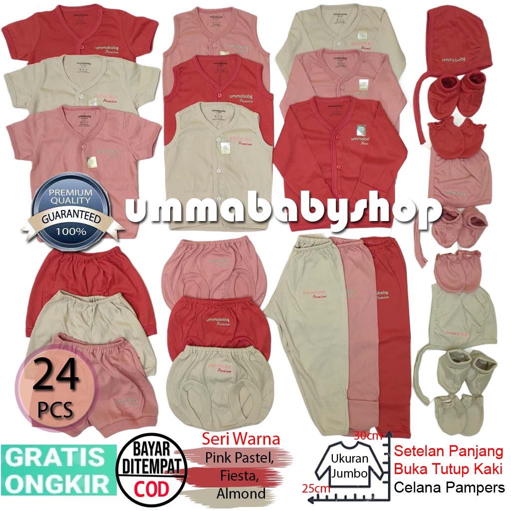 Paket 24pcs Baju Bayi Newborn 0-6 Bulan Perlengkapan Bayi Baru Lahir Kado Celana Pampers Setelan Panjang Buka Kaki Gift Set Girl Topi Kuncung Sarung Tangan Kaki Persiapan Lahiran Garansi Premium SNI COD Bayar Ditempat Cewek Perempuan