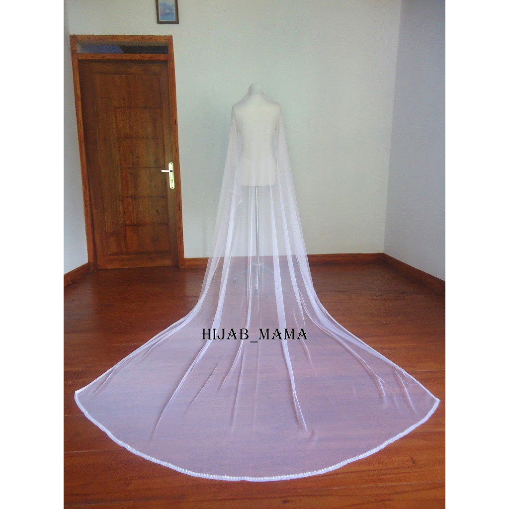 [panjang 3m putih] Kerudung Pengantin Mutiara / Slayer Pengantin / Veil Wedding / Slayer Wedding