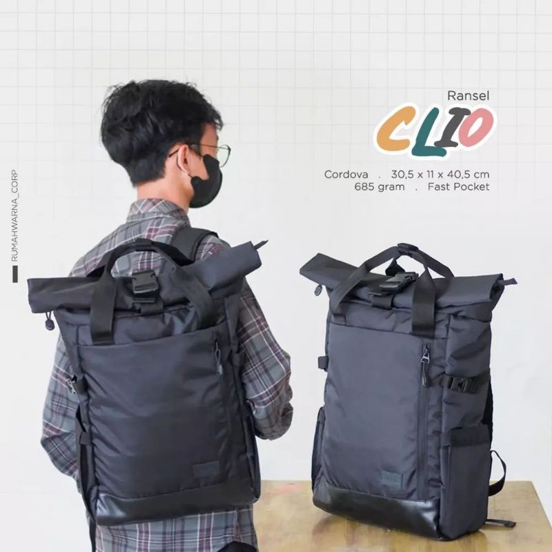 Tas Ransel Besar Hitam Clio Rumah Warna
