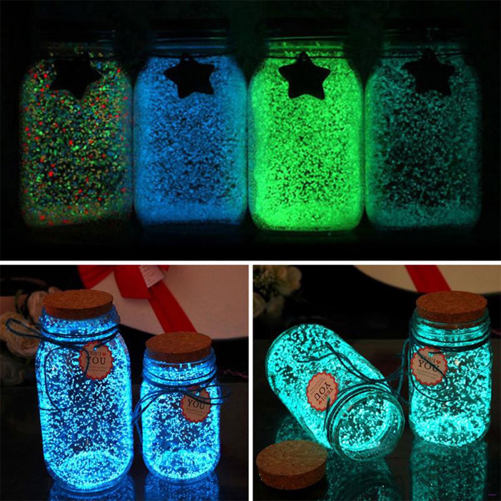 Bubuk Pasir Glow In The Dark Warna Kuning Hijau Bahan Resin