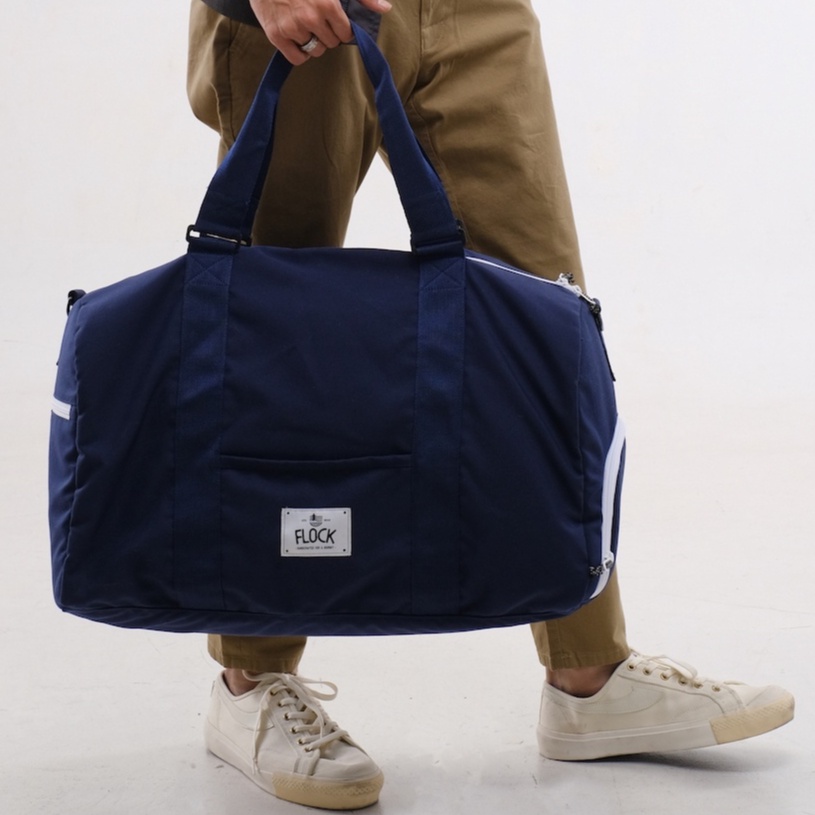 FLOCK Superior Large Duffle Bag - Water Resistant - Blue Navy