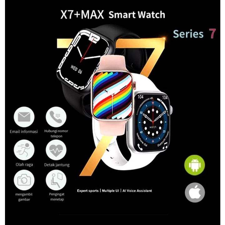 IWO X7 +MAX SMARTWATCH X7 / JAM TANGAN PINTAR X7 DETIKSI JANTUNG IP68 WATERPROOF